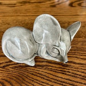 Collectible sleeping grey mouse porcelain figurine